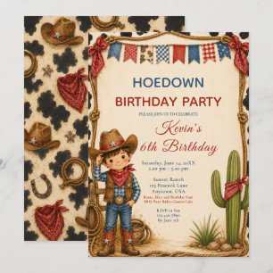 Cowboy-Geburtstags-Hoedown-Party Einladung
