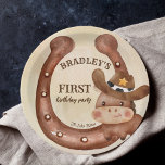 Cowboy Geburtstagsbaby Pferd in einem Hut Pappteller<br><div class="desc">Cowboy Geburtstagsparty niedliches Baby Pferd in einem Filzhut und eine Hufeisenwasserfarbe personalisiert Party Teller Vorlage.</div>