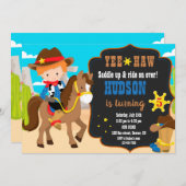Cowboy-Geburtstagseinladung Western Einladung (Vorne/Hinten)