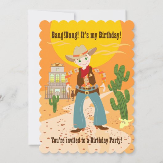 Cowboy-Geburtstagsfeier Einladung (Vorderseite)