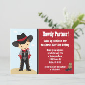 Cowboy-Geburtstagsparty-Einladung Einladung (Stehend Vorderseite)