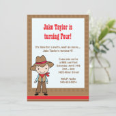 Cowboy-Geburtstagsparty-Einladung Einladung (Stehend Vorderseite)