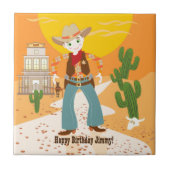 Cowboy-Geburtstagsparty Fliese (Vorderseite)