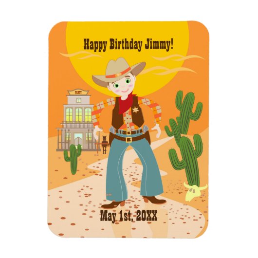 Cowboy-Geburtstagsparty Magnet (Vertikal)