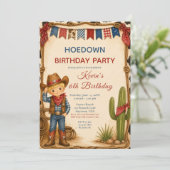 Cowboy-Geburtstagsparty mit Hoedown Einladung (Stehend Vorderseite)
