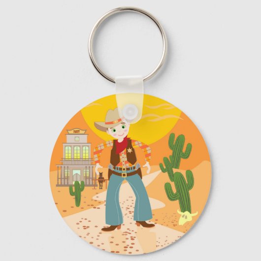 Cowboy-Geburtstagsparty Schlüsselanhänger (Vorderseite)