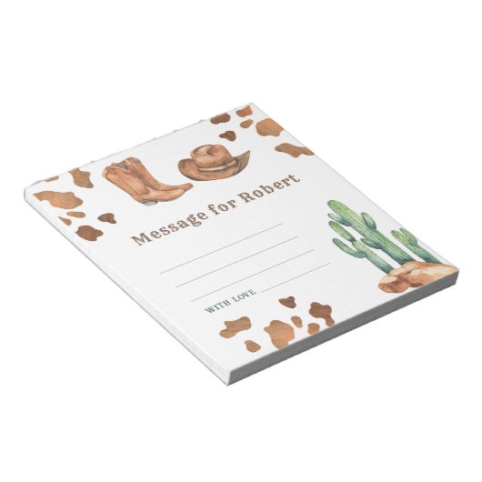 Cowboy-Geburtstagszeitkapsel Notizblock (angewinkelt)