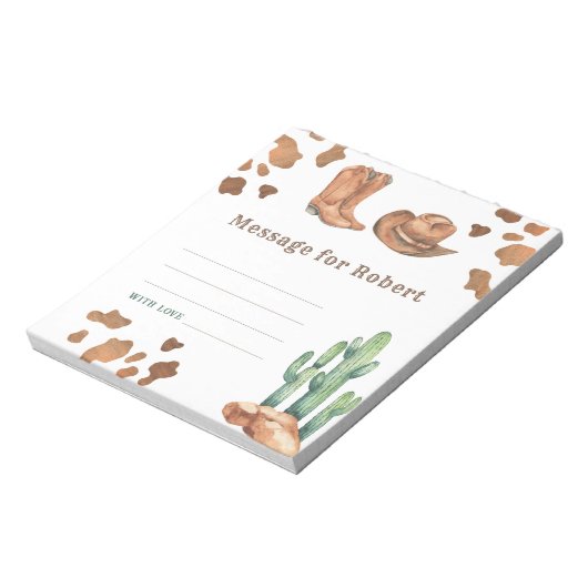 Cowboy-Geburtstagszeitkapsel Notizblock (Rotiert)