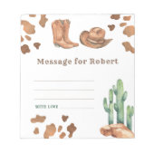 Cowboy-Geburtstagszeitkapsel Notizblock (Vorderseite)