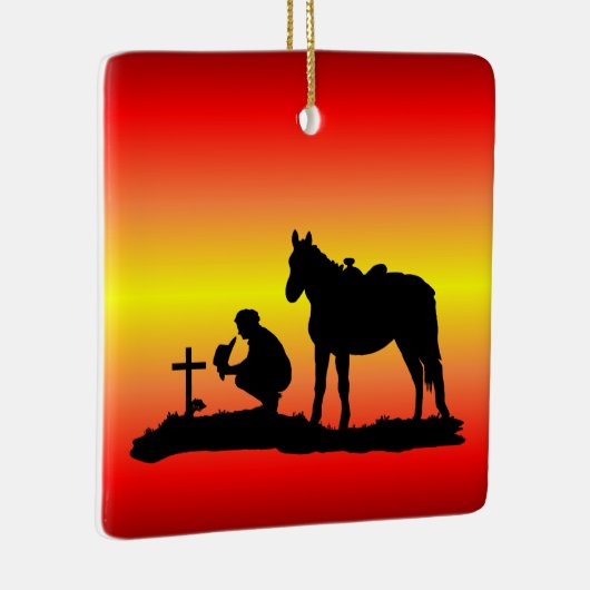 Cowboy-Gedenkveranstaltung bei Grave Silhouette Keramikornament (Rechts)