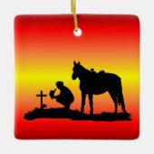 Cowboy-Gedenkveranstaltung bei Grave Silhouette Keramikornament (Vorderseite)