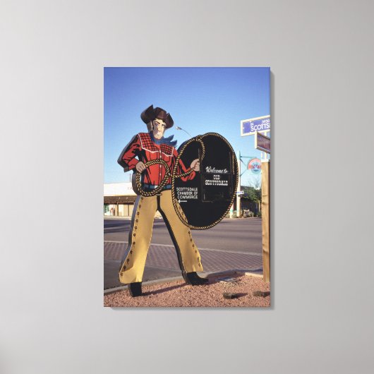 Cowboy-Gestaltungsschild begrüßt Touristen nach Sc Leinwanddruck (Vorderseite)