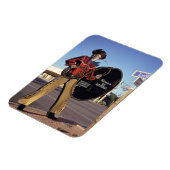 Cowboy-Gestaltungsschild begrüßt Touristen nach Sc Magnet (Linke Seite)