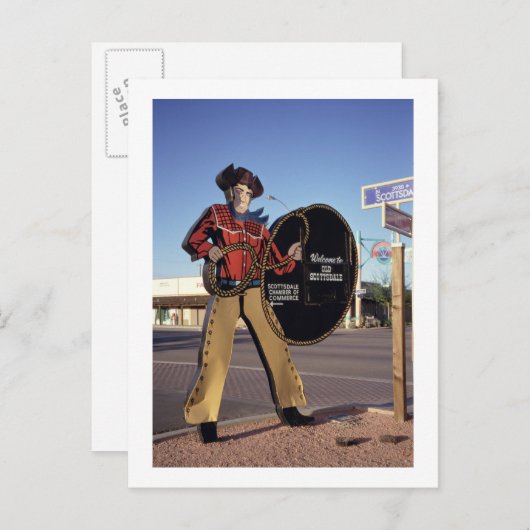Cowboy-Gestaltungsschild begrüßt Touristen nach Sc Postkarte (Vorne/Hinten)