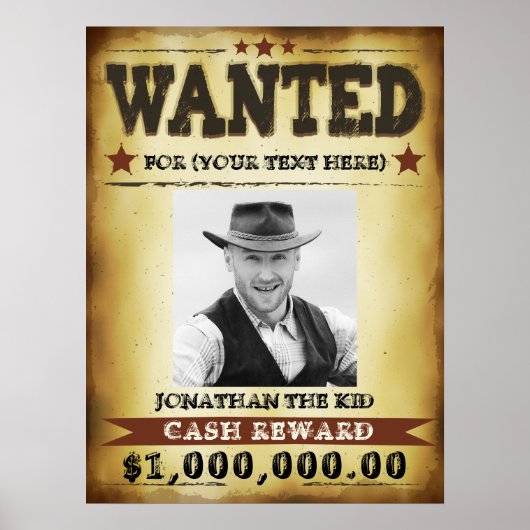 Cowboy Gewollt Poster, Fügen Sie Ihren Foto Text Poster (Vorne)
