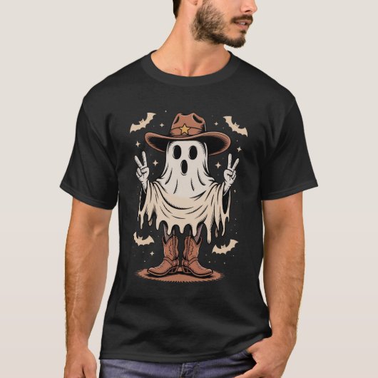 Cowboy Ghost Halloween Funny Spooky Boo T - Shirt (Vorderseite)