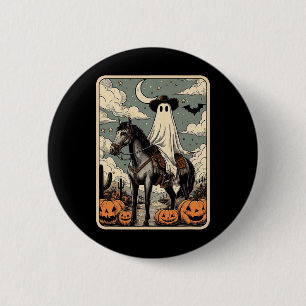 Cowboy Ghost Reitpferd Funny Tarot Card Hallowage Button