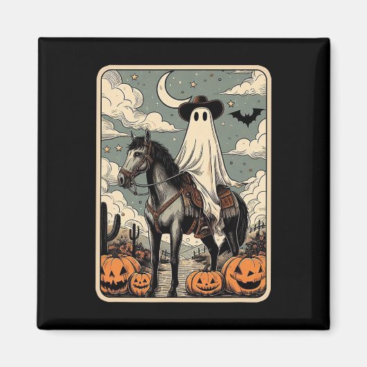Cowboy Ghost Reitpferd Funny Tarot Card Hallowage Magnet (Vorne)