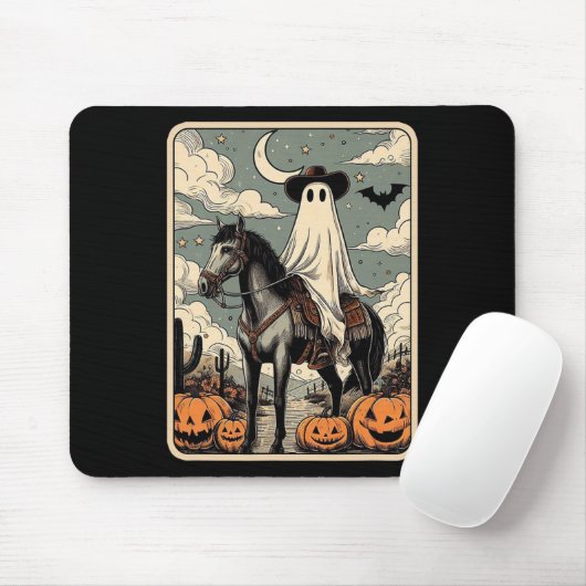 Cowboy Ghost Reitpferd Funny Tarot Card Hallowage Mousepad (Mit Mouse)