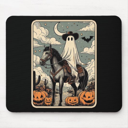 Cowboy Ghost Reitpferd Funny Tarot Card Hallowage Mousepad (Vorne)