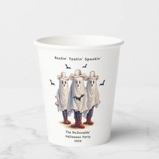 Cowboy Ghosts Funny Western Halloween-Party Pappbecher (Vorderseite)