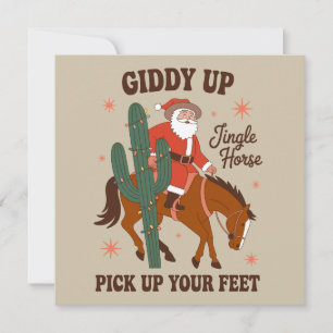 Cowboy Giddy Up Jingle Pferd holt Ihr Füße hoch Feiertagskarte