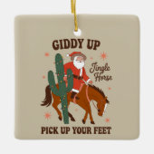 Cowboy Giddy Up Jingle Pferd holt Ihr Füße hoch Keramikornament (Vorderseite)