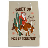 Cowboy Giddy Up Jingle Pferd holt Ihr Füße hoch Mittlere Geschenktüte (Rückseite)