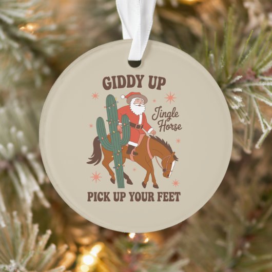Cowboy Giddy Up Jingle Pferd holt Ihr Füße hoch Ornament (Baum)