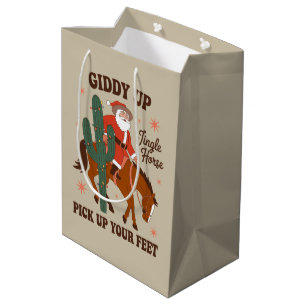 Cowboy Giddy Up Klingel Pferd Heb deine Füße Mittlere Geschenktüte