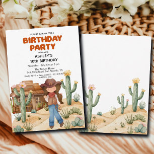 Cowboy Girl in der Wüste 10. Geburtstagsparty Einladung