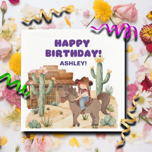 Cowboy Girl on Horse Birthday Party Serviette