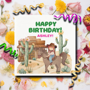 Cowboy Girl on Horse Birthday Party Serviette