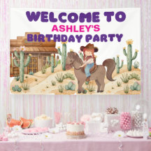 Cowboy Girl on Horse Birthday Party Willkommen