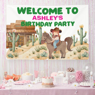 Cowboy Girl on Horse Birthday Party Willkommen Banner