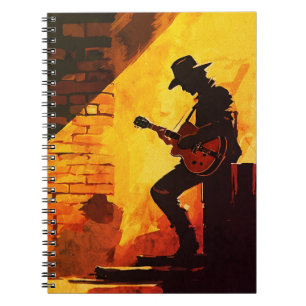 Cowboy-Gitarrist-Wandkunst – Rustikaler Western-Mu Notizblock