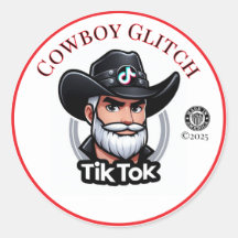 Cowboy Glitch | Rund | Aufkleber