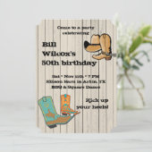 Cowboy GRILLEN und quadratisches Dancce Party Einladung (Stehend Vorderseite)