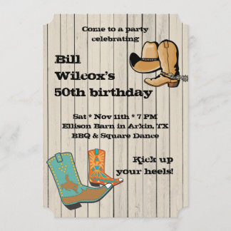 Cowboy GRILLEN und quadratisches Dancce Party Einladung