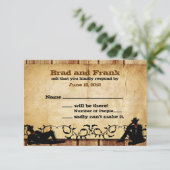 Cowboy Grooms Custom Gay Wedding RSVP Cards (Stehend Vorderseite)