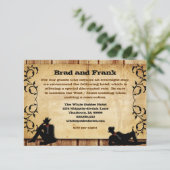 Cowboy Grooms Custom Gay Wedding Unterkünfte Begleitkarte (Stehend Vorderseite)