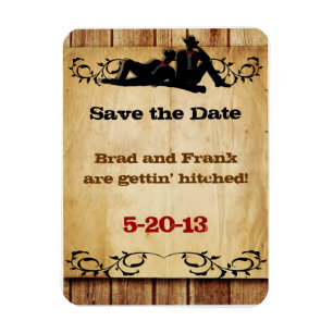 Cowboy Grooms Gay Wedding Rett-the-Date-Magnete Magnet