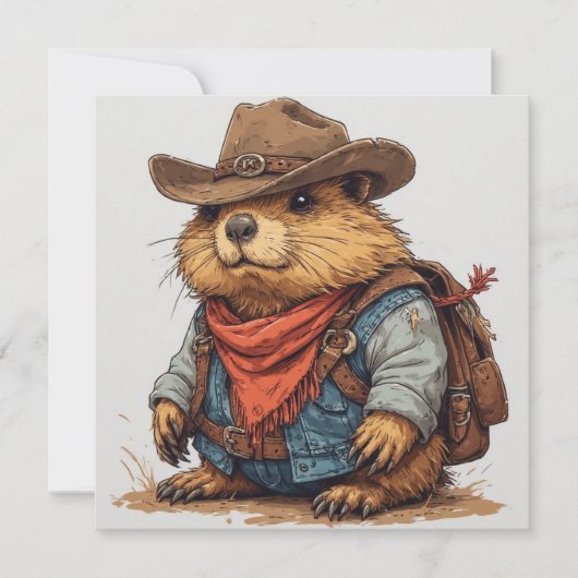 cowboy groundhog invitation einladung (Vorderseite)
