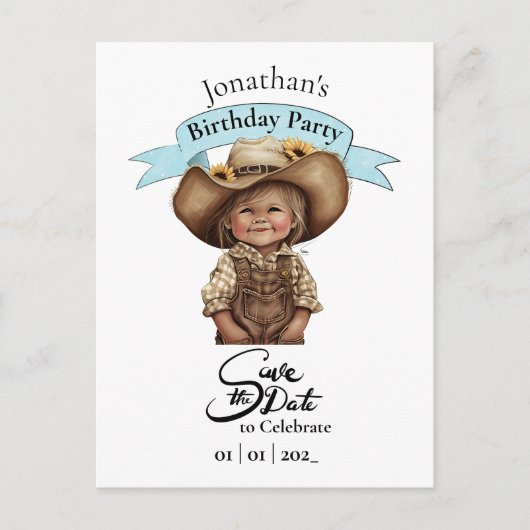 Cowboy Happy Birthday Boy Postcard Postkarte (Vorderseite)