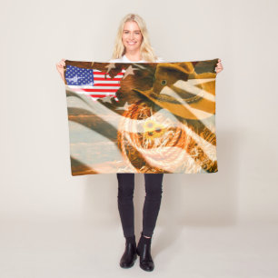 Cowboy Hat American Flag Sunray Fleecedecke