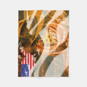 Cowboy Hat American Flag Sunray Fleecedecke (Vorderseite)