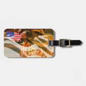 Cowboy Hat American Flag Sunray Gepäckanhänger (Vorderseite horizontal)