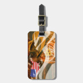 Cowboy Hat American Flag Sunray Gepäckanhänger (Vorderseite vertikal)