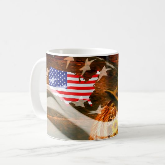 Cowboy Hat American Flag Sunray Kaffeetasse (Vorderseite Links)