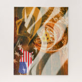Cowboy Hat American Flag Sunray Puzzle (Vertikal)